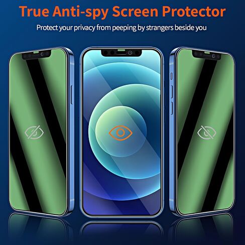 [2 Pack] Green Privacy Screen Protector for iPhone 12/12 Pro (6.1 Inch), [Easy Installation Kit][Anti Peeping][Case Friendly] Green Anti-Spy Tempered Glass Screen Protector in Saudi Arabia