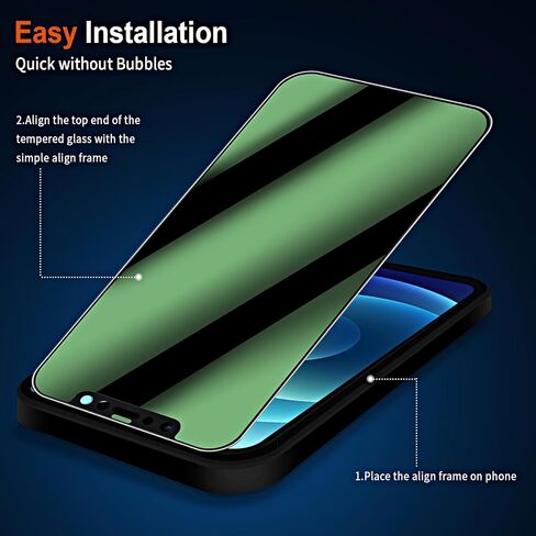 [2 Pack] Green Privacy Screen Protector for iPhone 12/12 Pro (6.1 Inch), [Easy Installation Kit][Anti Peeping][Case Friendly] Green Anti-Spy Tempered Glass Screen Protector in Saudi Arabia