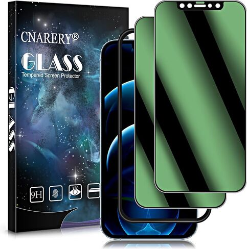 [2 Pack] Green Privacy Screen Protector for iPhone 12/12 Pro (6.1 Inch), [Easy Installation Kit][Anti Peeping][Case Friendly] Green Anti-Spy Tempered Glass Screen Protector in Saudi Arabia