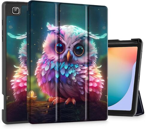 Tuiklol for Samsung Tab S6 Lite 10.4 Inch Case 2024/2022/2020 Model SM-P620/P625/P613/P619/P610/P615,Built-in Pencil Holder,Slim TPU Trifold Stand Cover Auto Wake/Sleep,Rainbow owl in Saudi Arabia