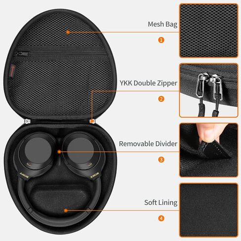Fintie Hard Case لـ Sony WH-CH520 WH-1000XM4 إلغاء سماعة الرأس اللاسلكية ، حقيبة تخزين للحمل الواقية (أسود) in Kuwait