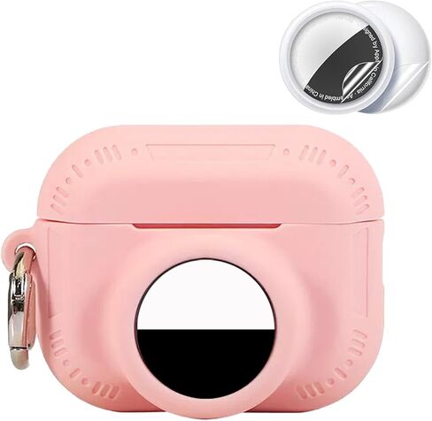 2 in 1 Protective Case for Apple Airpods Pro 2 Air Tag Holder Combo with Lanyard，Anti-Scratch Anti-Lost Silicone GPS Tracker Cover Holder with 2 PCS TPU Screen Protector (White) in Kuwait