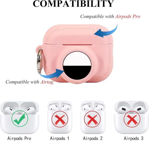 2 in 1 Protective Case for Apple Airpods Pro 2 Air Tag Holder Combo with Lanyard，Anti-Scratch Anti-Lost Silicone GPS Tracker Cover Holder with 2 PCS TPU Screen Protector (White) in Kuwait