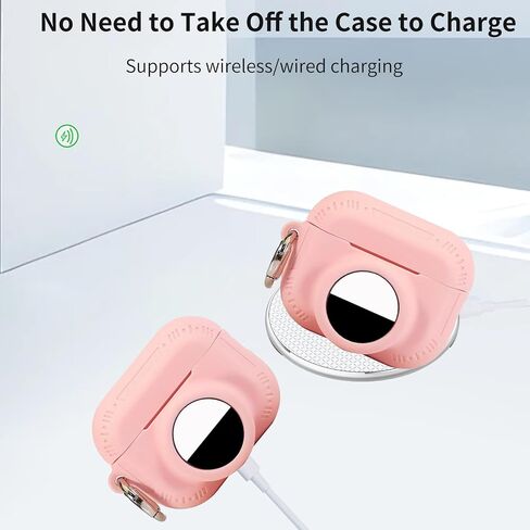 2 in 1 Protective Case for Apple Airpods Pro 2 Air Tag Holder Combo with Lanyard，Anti-Scratch Anti-Lost Silicone GPS Tracker Cover Holder with 2 PCS TPU Screen Protector (White) in Kuwait