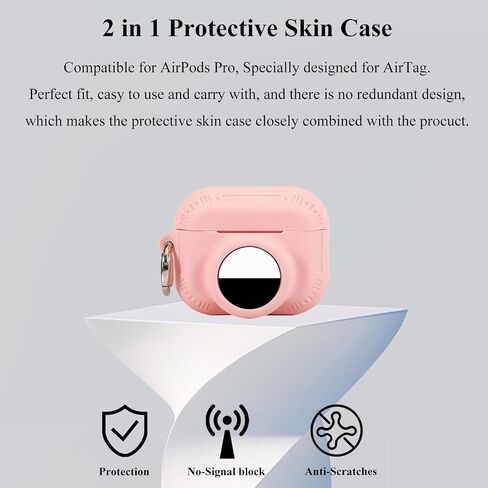 2 in 1 Protective Case for Apple Airpods Pro 2 Air Tag Holder Combo with Lanyard，Anti-Scratch Anti-Lost Silicone GPS Tracker Cover Holder with 2 PCS TPU Screen Protector (White) in Kuwait