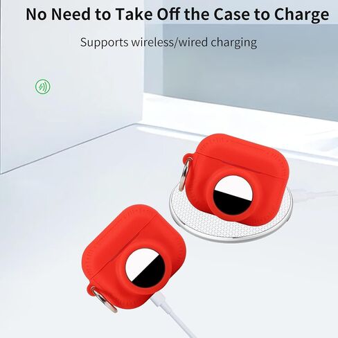 2 in 1 Protective Case for Apple Airpods Pro 2 Air Tag Holder Combo with Lanyard，Anti-Scratch Anti-Lost Silicone GPS Tracker Cover Holder with 2 PCS TPU Screen Protector (White) in Kuwait