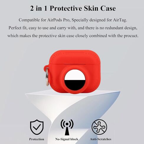 2 in 1 Protective Case for Apple Airpods Pro 2 Air Tag Holder Combo with Lanyard，Anti-Scratch Anti-Lost Silicone GPS Tracker Cover Holder with 2 PCS TPU Screen Protector (White) in Kuwait