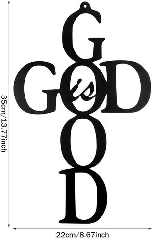 God is Good صليب أسود معدني جداري فني معلق، ديكور ديني لطيف هدية لتزيين جدار المنزل في مكتب العائلة (خشب، 8.67 × 13.77 بوصة) in Kuwait