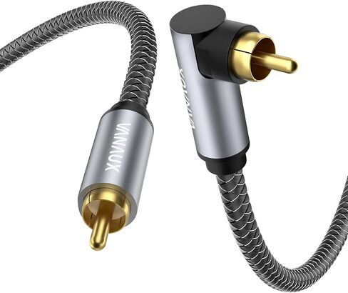 90 Degree RCA Cable,Right Angle Subwoofer Cable,Digital Coaxial Audio Cable,Nylon Braided,Gold-Plated,Male to Male for Amplifiers,Hi-Fi Systems,HDTV,Sound Bar,PS4 (3.3ft/1m) in Saudi Arabia