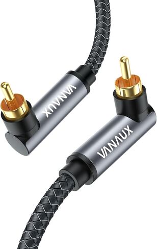 90 Degree RCA Cable,Right Angle Subwoofer Cable,Digital Coaxial Audio Cable,Nylon Braided,Gold-Plated,Male to Male for Amplifiers,Hi-Fi Systems,HDTV,Sound Bar,PS4 (3.3ft/1m) in Kuwait