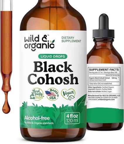 Wild & Organic Black Cohosh Liquid Drops 540 mg - Herbal Black Cohosh Supplements for Women - Liquid Black Cohosh Extract Tincture - Natural Black Cohosh Herb Supplement - 2 fl oz in Kuwait