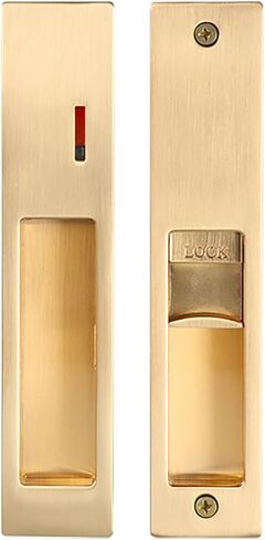 7.1" Brushed Silver Privacy Pocket Door Lock Hardware with Key, Invisible Recessed Handle Latch with Keys, Invisible Wooden Barn Door Latch Door Lock Furniture Keyless Silver in Kuwait