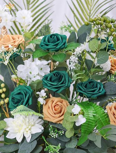 50pcs Artificial Flower，Real Touch Artificial Foam Roses Decoration DIY for Wedding Bridesmaid Bridal Bouquet Centerpieces Party (50, Army Green in Kuwait