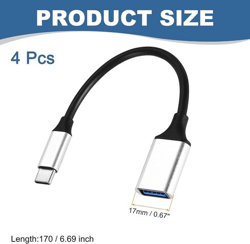 MECCANIXITY 4 Pcs USB C to USB 3.0 Adapter, USB Female to USB C Male Cable Adapter Type C Converter for Phone Laptop Car Black in Saudi Arabia