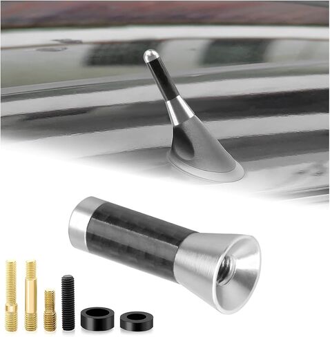 Car Short Antenna, 3.15" Stubby Aluminum Radio Antenna Replacement with Screws Gaskets, Vehicle Roof Carbon Fiber Mini Aerial Antennas for AM/FM Reception, Car Accessories (Red) in Saudi Arabia
