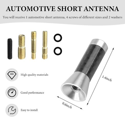 Car Short Antenna, 3.15" Stubby Aluminum Radio Antenna Replacement with Screws Gaskets, Vehicle Roof Carbon Fiber Mini Aerial Antennas for AM/FM Reception, Car Accessories (Red) in Saudi Arabia