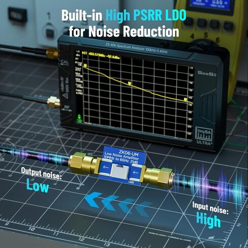 SeeSii TinySA Ultra Spectrum Analyzer with ZK06-20dB Low Noise Amplifier, 4.0 Inch 100kHz to 5.3GHz Handheld Tiny Frequency Analyzer with 32Gb Card,100kHz to 800MHz MF/HF/VHF UHF Input in Kuwait