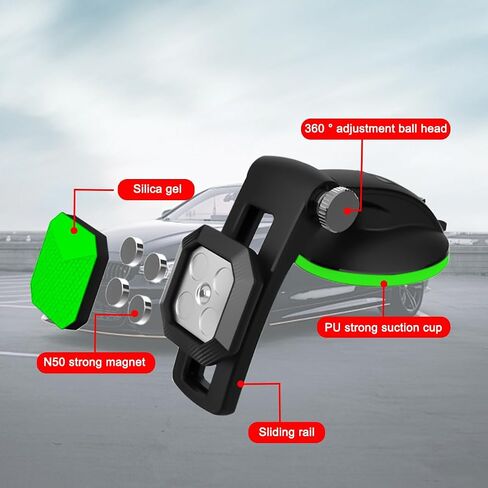 Car Phone Holder, Magnetic Auto Phone Mount for Dashboard Windshield Screen with Flexible Base, Foldable Super Stable Compatible with 15 14 13 12 Pro Max & All Phones（Green/Vent） in Saudi Arabia