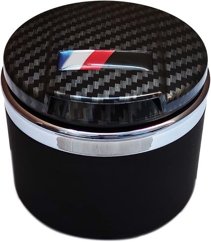 Car Ashtray Exclusively for BMW 1/3/5/7 Series and X1/X3/X5/X6, with LED Light and Lid, Detachable and Portable (Matt Silver) in Saudi Arabia