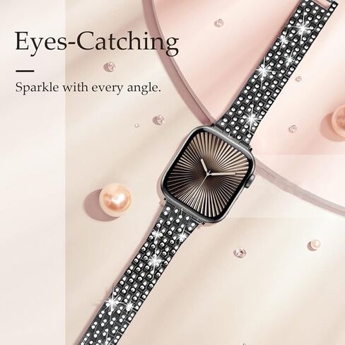 نطاقات متوافقة مع Apple Watch 49mm 46mm 42mm 45mm 41mm 44mm 40mm 40mm ، حزام بديل للمعادن الماس Rhinestone لـ Iwatch Series 10/9/8/7/6/5/4/3/SE/Ultra Women Men Men in Kuwait