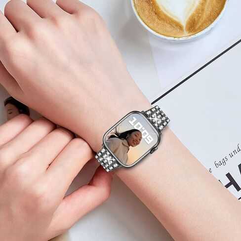 نطاقات متوافقة مع Apple Watch 49mm 46mm 42mm 45mm 41mm 44mm 40mm 40mm ، حزام بديل للمعادن الماس Rhinestone لـ Iwatch Series 10/9/8/7/6/5/4/3/SE/Ultra Women Men Men in Kuwait