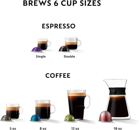 Nespresso Vertuo Next Deluxe Compact and Slim-Fit Design Coffee and Espresso Machine for 6 Cup Sizes of Coffee (Pure Chrome) with Nespresso Vertuo Sample Pack 12 Capsules (2 Items) in Saudi Arabia