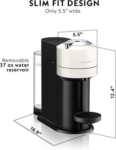 Nespresso Vertuo Next Deluxe Compact and Slim-Fit Design Coffee and Espresso Machine for 6 Cup Sizes of Coffee (Pure Chrome) with Nespresso Vertuo Sample Pack 12 Capsules (2 Items) in Saudi Arabia
