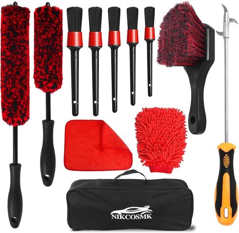 12Pcs Wheel Brush Kit for Cleaning Wheel and Tire, Wheel and Rim Brush, Car Detailing Brushes, Tire Brush, Bendable & Durable Car Wheel Rim Cleaner Brush Set,Car Detailing Cleaning Brush Supplies Kit in Saudi Arabia