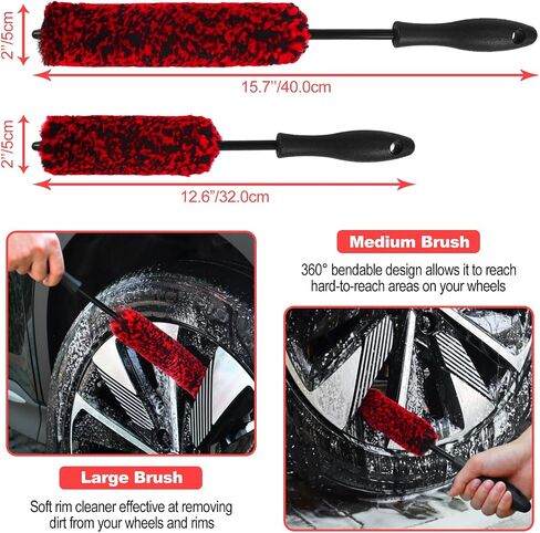 12Pcs Wheel Brush Kit for Cleaning Wheel and Tire, Wheel and Rim Brush, Car Detailing Brushes, Tire Brush, Bendable & Durable Car Wheel Rim Cleaner Brush Set,Car Detailing Cleaning Brush Supplies Kit in Saudi Arabia