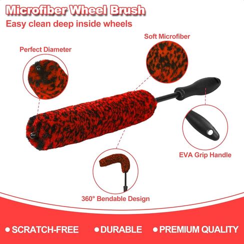 12Pcs Wheel Brush Kit for Cleaning Wheel and Tire, Wheel and Rim Brush, Car Detailing Brushes, Tire Brush, Bendable & Durable Car Wheel Rim Cleaner Brush Set,Car Detailing Cleaning Brush Supplies Kit in Saudi Arabia