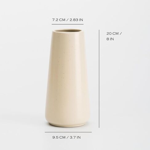 Ceramic Vase - Flower Vase Minimalism Style for Modern Table Shelf Home Decor, Fit for Fireplace Bedroom Kitchen Living Room Centerpieces Office Desk (Beige, Small) in Kuwait