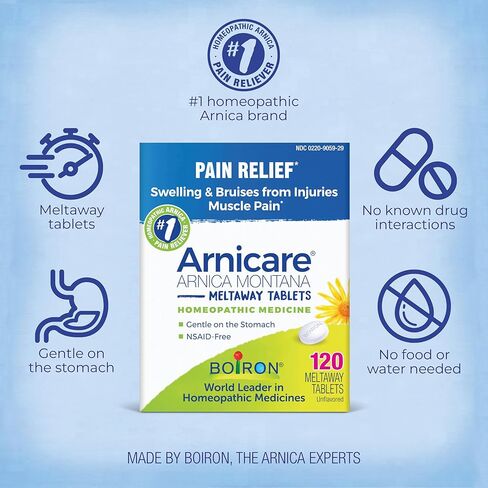 Boiron Arnicare Tablets for Pain Relief from Muscle Pain, Joint Soreness, Swelling from Injury or Bruises - 60 Count in Kuwait