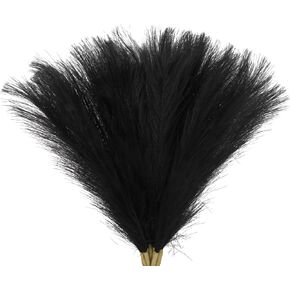 12 PCS Faux Pampas Grass, 17.7 Inch Black Pampas Grass, Long-Lasting and Malleable, Artificial Pampas Grass for Boho Room Decor, Wedding,Vase