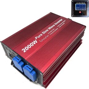 Pure Sine Wave Inverter 1500W with Dual AC outlets (IP54 ETL Approved Sockets),DC5V 2 Amp USB Output, LCD Wire Remote kit and OFC Battery Cables,Input terminals Fixing Wrench