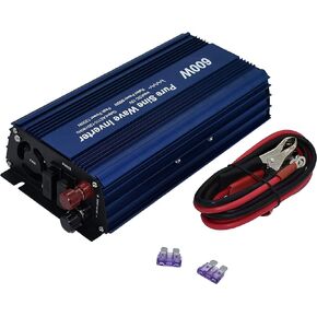 DC 12V to AC120V Pure sine Wave Power Inverter 300W with Dual sockets Output and DC 5V 2Amp USB Output. Ideal for Most Small Power appliances. (300W) Blue