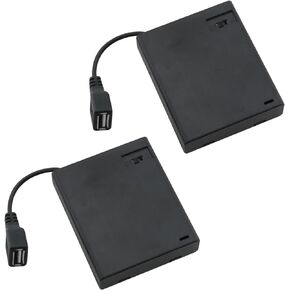 AA Battery Holder 2PCS 4 AA 6V Multi-Function Battery Storage Case Box with Cover,On/Off Switch and USB Cable