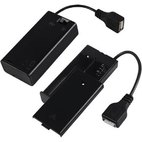 2pcs 2 AA Battery Holder USB Switch 3V USB Female Socket 2X 1.5V AA Battery Case Box Holder On/Off Switch for RC Cars LED Light