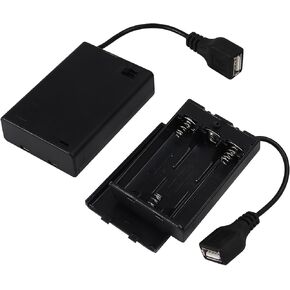 2pcs 2 AA Battery Holder USB Switch 3V USB Female Socket 2X 1.5V AA Battery Case Box Holder On/Off Switch for RC Cars LED Light