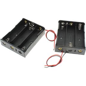 2PCS 18650 Battery Holder with Lead Wire Bundle 18650 Battery Holder 11.1V DIY Battery Storage Boxes Black Plastic Battery Case Kit