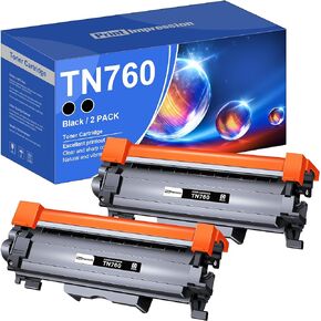 TN760 Toner for Brother Printer 2 Pack Replacement for Brother TN760 TN-760 TN730 TN-730 Black for HL-L2350DW HL-L2370DW HL-L2395DW HL-L2390DW MFC-L2690DW MFC-L2750DW MFC-L2710DW DCP-L2550DW Printer