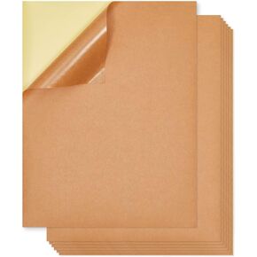 48 Pack Kraft Paper Sticker Paper, Full Sheet Printable Brown Labels (8.5x11 in)