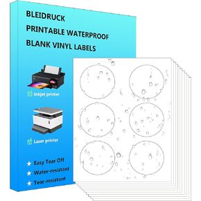 150 Circle Stickers 3" Round Labels 25 Sheets Waterproof Matte White Round Stickers Vinyl Sticker Paper Dries Quickly for Inkjet Printer