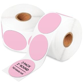 Spartan Industrial 2" Direct Thermal Multicolored Labels | Sticker Labels Perforated Custom Circle Stickers | Logo Labels - Works with Rollo, Zebra, MUNBYN Desktop Printers - 5 Rolls, 750/Roll