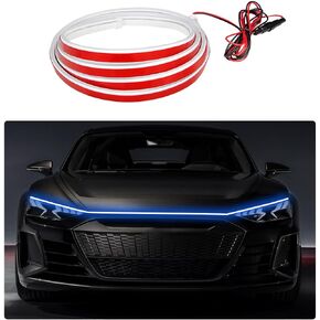 59 Inch Car Hood Light Strip, Exterior Flexible Daytime LED Running Light, Waterproof Auto LED Strip Light with Dynamic Scan Start-up Effect, Car Accessories for SUV Truck (Blue)
