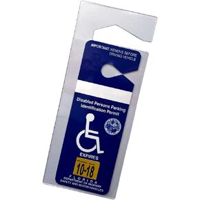 2 Pack - Clear Handicap Parking Placard Protective Holder - Rear View Mirror Disability Permit Hanger - Hard Flexible Plastic Construction - by Specialist ID