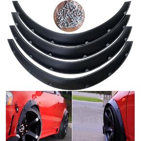4Pcs 3.5"/90mm 4PCS Set Black Universal Car Wheel Fender Flares Durable Polyurethane Extra Wide Auto Car Body Kit…
