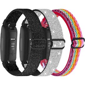 Nigaee 3 عبوات من أربطة النايلون المرنة المتوافقة مع Fitbit Inspire 3/Inspire 2/Inspire HR/Inspire، أشرطة بديلة قابلة للتنفس وأساور معصم من النايلون الناعم للنساء والرجال