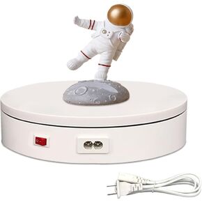 110V Rotating Display Stand,Motorized Turntable Display Stand for Product Displays and Photography Such As Jewelry, Electronics, Cosmetics, and 3D Scanning (6.3‘’ white)