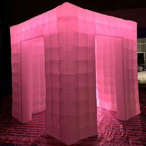Black Inflatable Photo Booth Enclosure Photobooth Tent, with 2 Doors and Led Light, Blower, for Advertising, Bars, Shopping Malls, Party Wedding