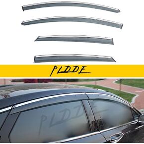 4pcs Sun/Rain Guard Compatible with 01-12 Escape 08-11 Tribute 05-11 Mercury Mariner Front+Rear Smoke Semi-Transparent Outside Mount Tape-On Window Visors